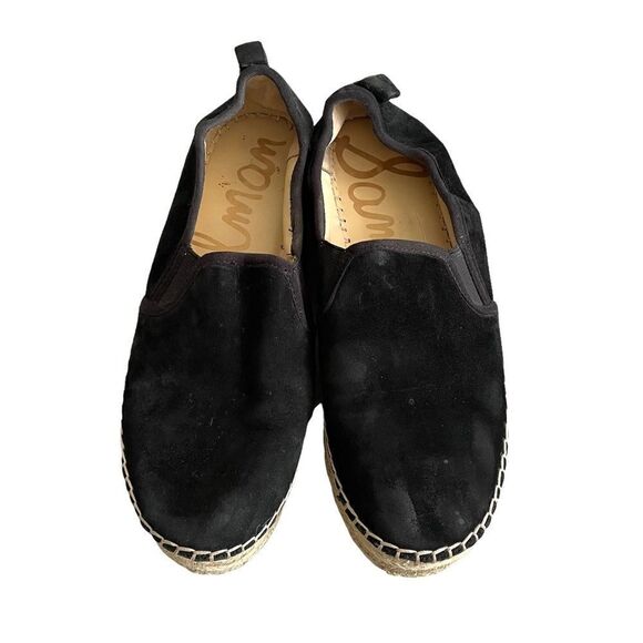 SAM EDELMAN Carrin Black Suede Platform Espadrilles Slip On Sandals 8 - Picture 6 of 11